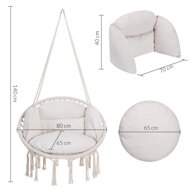 Závesné kreslo BOHO s vankúšmi, Ø61cm, béžová