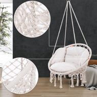 Závesné kreslo BOHO s vankúšmi, Ø61cm, béžová