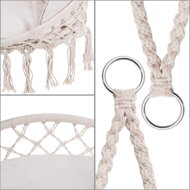 Závesné kreslo BOHO s vankúšmi, Ø61cm, béžová