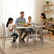 Jedálenská súprava PAUL, 5-dielna, zamatovo biela