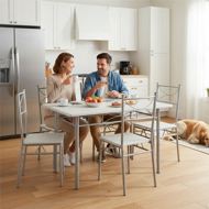 Jedálenská súprava PAUL, 5-dielna, zamatovo biela