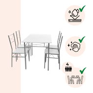 Jedálenská súprava PAUL, 5-dielna, zamatovo biela