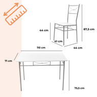 Jedálenská súprava PAUL, 5-dielna, zamatovo biela