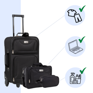 Sada cestovných kufrov TRAVEL, 5-dielna, čierna