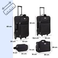 Sada cestovných kufrov TRAVEL, 5-dielna, čierna