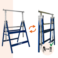 Teleskopické lešenárske kozy DANNY, sada 2 ks, max. 200 kg, 69x57x81-130cm, strieborná/modrá