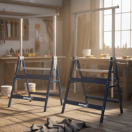 Teleskopické lešenárske kozy DANNY, sada 2 ks, max. 200 kg, 69x57x81-130cm, strieborná/modrá