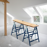 Teleskopické lešenárske kozy DANNY, sada 2 ks, max. 200 kg, 69x57x81-130cm, strieborná/modrá