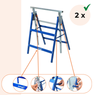 Teleskopické lešenárske kozy DANNY, sada 2 ks, max. 200 kg, 60 x 56 x 81-130cm, strieborná/modrá