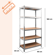 Regál s vysokou nosnosťou HEAVY, max 875kg, 90x40x180cm, strieborná