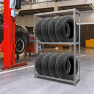 Regál na pneumatiky TYRE, 120x40x180cm, max 795kg, oceľová/bledohnedá