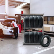 Regál na pneumatiky TYRE, 120x40x180cm, max 795kg, oceľová/bledohnedá