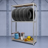 Regál na pneumatiky TYRE, 120x40x180cm, max 795kg, oceľová/bledohnedá