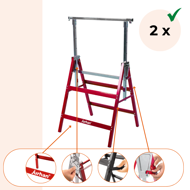 Teleskopické lešenárske kozy DANNY, sada 2 ks, max. 200 kg, 60 x 56 x 81-130cm, strieborná/červená