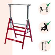 Teleskopické lešenárske kozy DANNY, sada 2 ks, max. 200 kg, 60 x 56 x 81-130cm, strieborná/červená