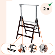 Teleskopické lešenárske kozy DANNY, sada 2 ks, max. 200 kg, 60 x 56 x 81-130cm, strieborná/čierna