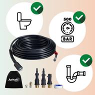 Súprava na čistenie potrubia Premium, 15 m, čierna