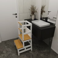 Učiaca veža PLAY borovica, 93x56x49, biela/prírodná hnedá