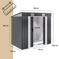 Záhradný domček na náradie L, 196x122x182cm,  antracitová