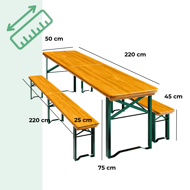 Pivný set MAXI sklápateľný, 220cm, prírodná hnedá