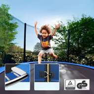 Trampolína s bezpečnostnou sieťou JUMP, Ø244cm, čierna/modrá