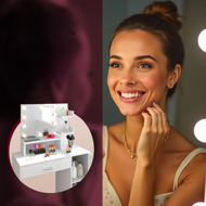 Toaletný stolík JOCELYN s osvetlením, 140x90x40cm, biela