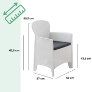 Záhradný set AKITA, 3-dielny, biela