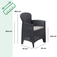 Záhradný set AKITA, 3-dielny, antracitová