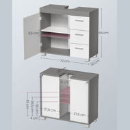 Skrinka pod umývadlo IVY, 30x70x64cm, biela/šedá