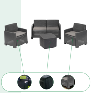 Záhradný set COMO 4-dielny, antracitová