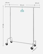 Stojan na oblečnie IRENE na kolieskach, max.130kg, 150x45x160cm, strieborná