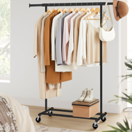 Stojan na oblečenie INEZ na kolieskach, max.90kg, 83,5x45x160cm, čierna