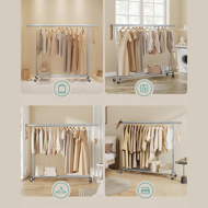 Stojan na oblečenie DOLLY na kolieskach, max. 150 kg, 45x160-200x161,5cm, strieborná