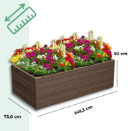 Vyvýšený záhon WOODY, 2ks, 149x75,6x25cm, hnedá