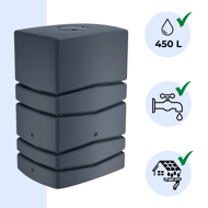Sud na dažďovú vodu AQUA TOWER antracitový 450l