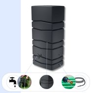 Sud na dažďovú vodu AQUA TOWER, 650l, antracitová