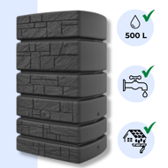 Sud na dažďovú vodu TOWER STONE, 500l, antracitová