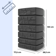 Sud na dažďovú vodu TOWER STONE, 500l, antracitová