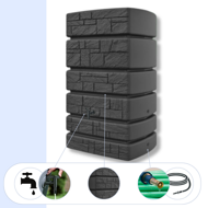 Sud na dažďovú vodu TOWER STONE, 500l, antracitová