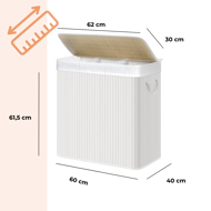 Bambusový kôš na bielizeň DORA, 150 l, biela