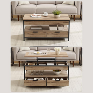 Výškovo nastaviteľný konferenčný stolík GASPAR, 50x100x(48-63) cm camel hnedá / čierna