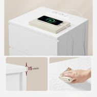 Nočný stolík s funkciou nabíjania ZION, 35x40x59cm, biela