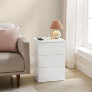 Nočný stolík s funkciou nabíjania ZION, 35x40x59cm, biela