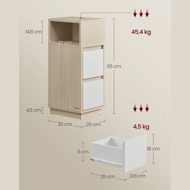 Nočný stolík ROBIN, 30x25x65cm, biela/béžová