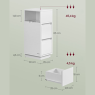 Nočný stolík ROBIN, 30x25x65cm, biela