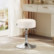 Výškovo nastaviteľná stolička AURA k toaletnému stolíku, Ø35cm, krémová