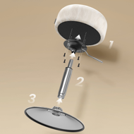 Výškovo nastaviteľná stolička AURA k toaletnému stolíku, Ø35cm, krémová