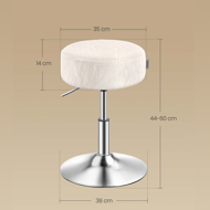 Výškovo nastaviteľná stolička AURA k toaletnému stolíku, Ø35cm, krémová