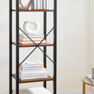 Policový regál na knihy NOEL, 40x30x187,5cm, čierna/hnedá