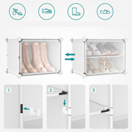 Organizér na topánky KIMBERLY, 10 boxov, biela/priesvitná